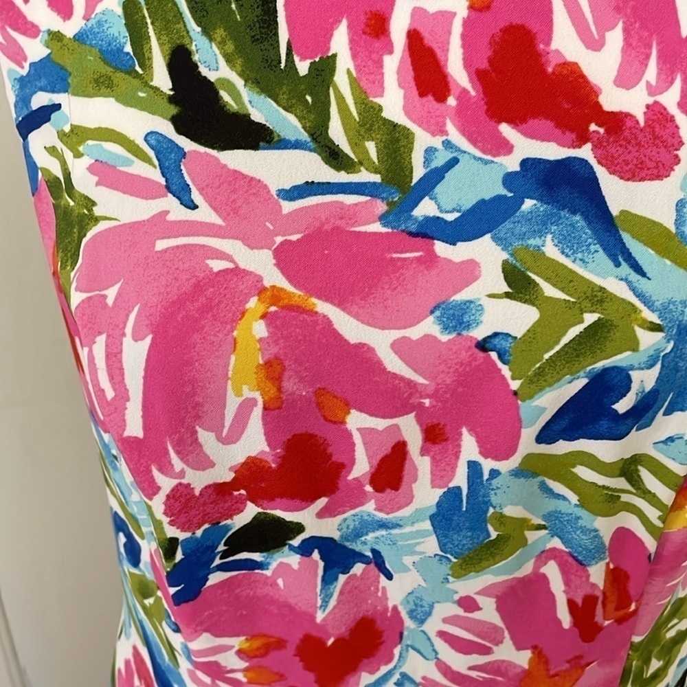 NWOT Agb Flirty Pink Watercolor Floral Sleeveless A-line Dress w/zipper size 6 - Picture 2 of 6